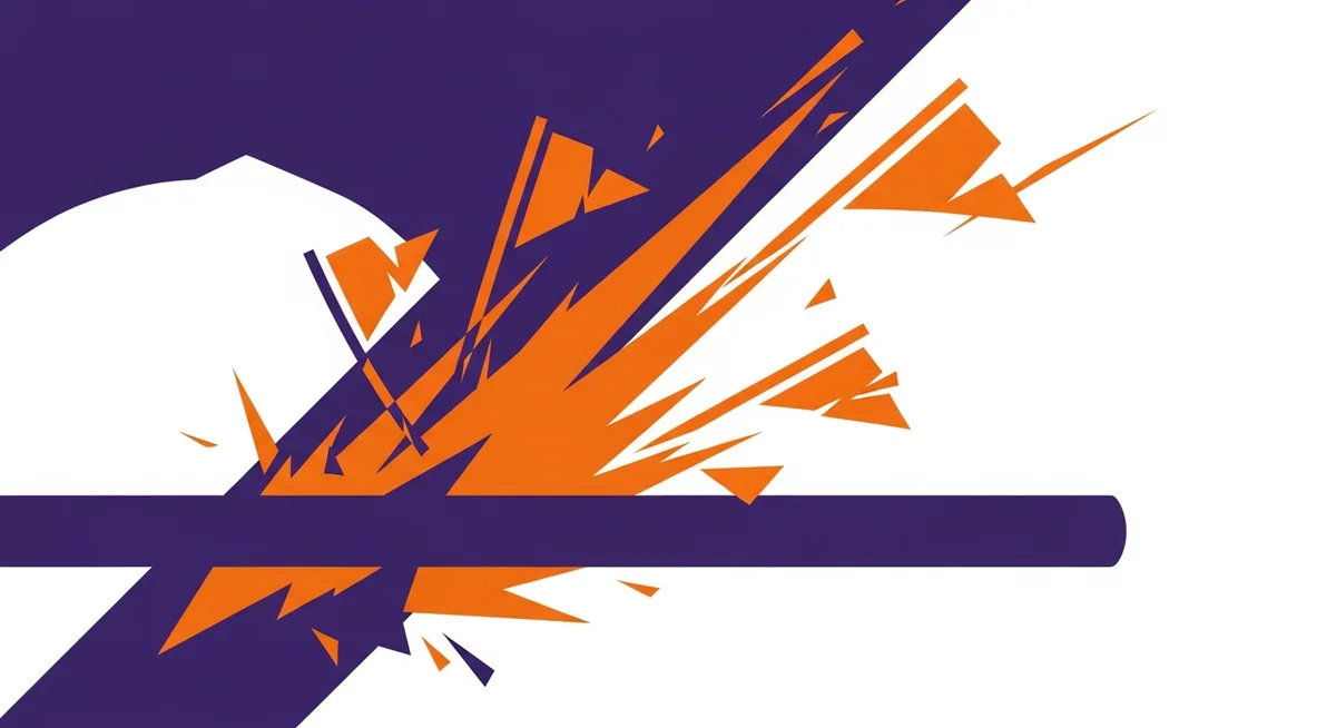 Duotone illustration showing a dynamic burst of energy crossing an abstract end zone line, symbolizing a touchdown and the scoring of points in flag football.